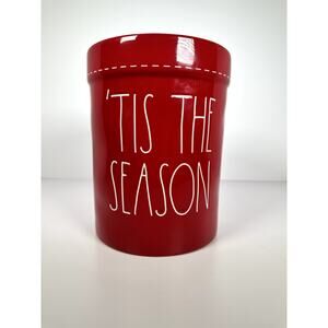 Rae Dunn “’Tis The Season” Red Ceramic Utensil Holder Holiday Kitchen Crock 8"